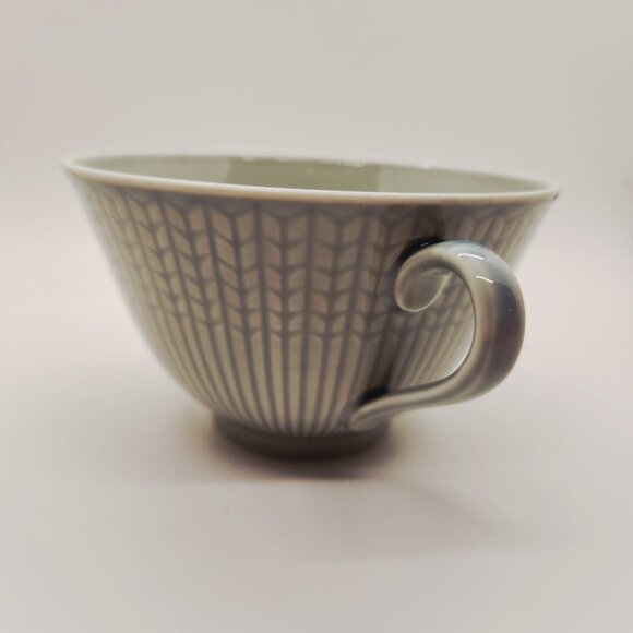 Arabia Finland Cup & Saucer Set Light Green Geometric Pattern 6" Saucer 4.5" Cup - Picture 5 of 14